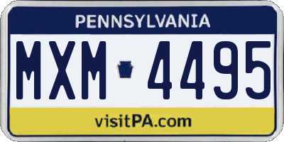 PA license plate MXM4495