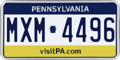 PA license plate MXM4496
