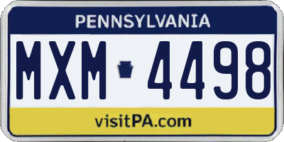 PA license plate MXM4498
