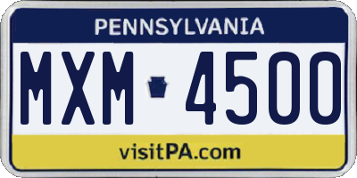 PA license plate MXM4500
