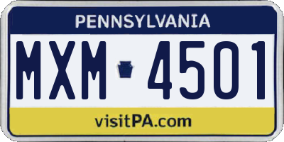 PA license plate MXM4501