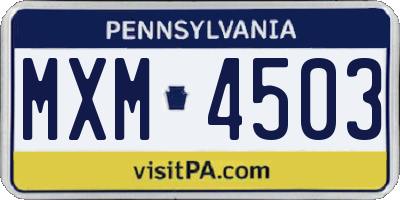 PA license plate MXM4503