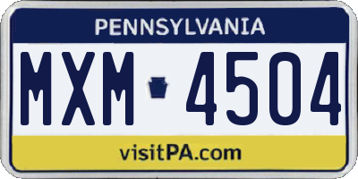 PA license plate MXM4504