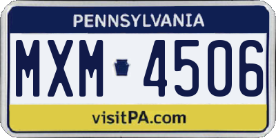 PA license plate MXM4506
