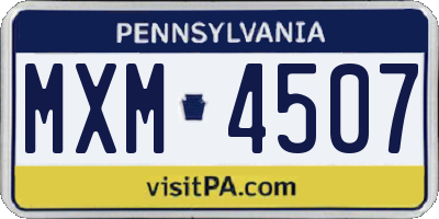 PA license plate MXM4507