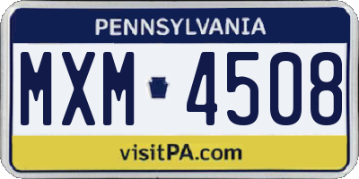 PA license plate MXM4508