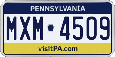 PA license plate MXM4509