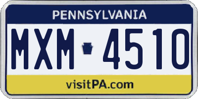 PA license plate MXM4510
