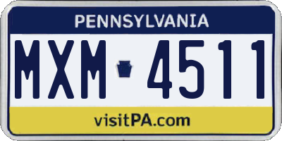 PA license plate MXM4511