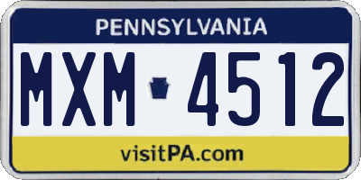 PA license plate MXM4512