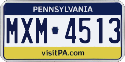PA license plate MXM4513