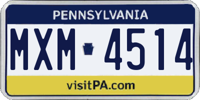 PA license plate MXM4514
