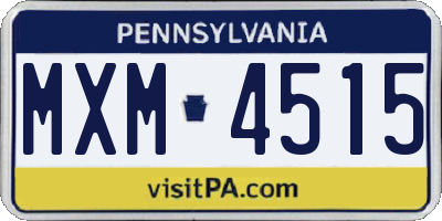 PA license plate MXM4515