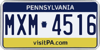 PA license plate MXM4516