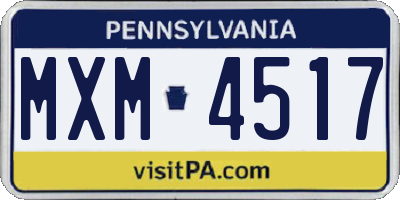 PA license plate MXM4517