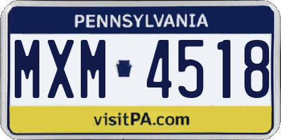 PA license plate MXM4518