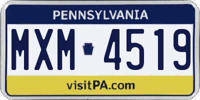 PA license plate MXM4519