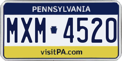 PA license plate MXM4520