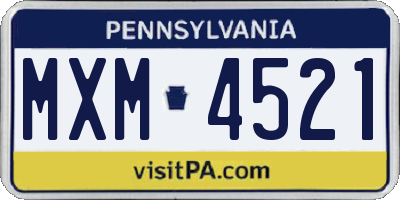 PA license plate MXM4521