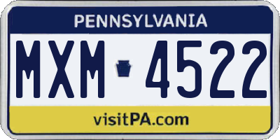 PA license plate MXM4522