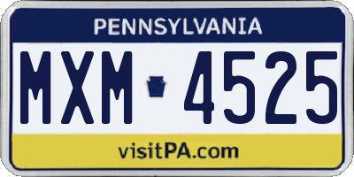 PA license plate MXM4525