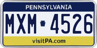 PA license plate MXM4526