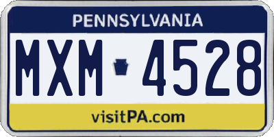 PA license plate MXM4528
