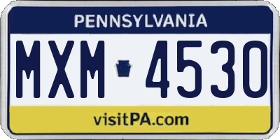 PA license plate MXM4530