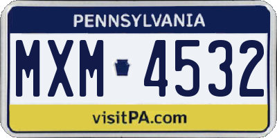 PA license plate MXM4532
