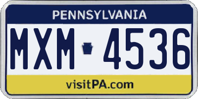 PA license plate MXM4536