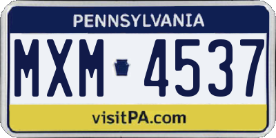 PA license plate MXM4537