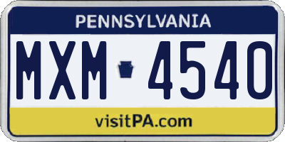 PA license plate MXM4540