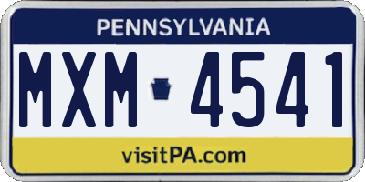 PA license plate MXM4541