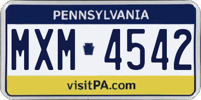 PA license plate MXM4542