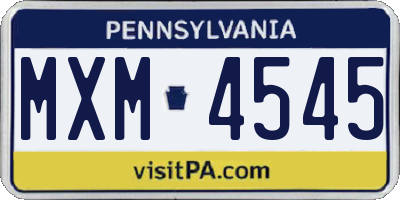 PA license plate MXM4545