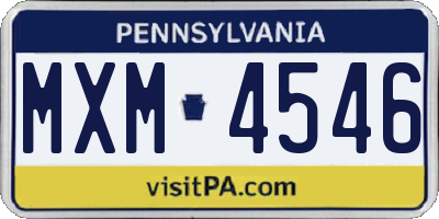PA license plate MXM4546