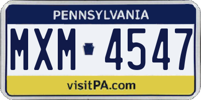 PA license plate MXM4547