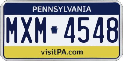 PA license plate MXM4548