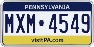 PA license plate MXM4549