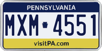 PA license plate MXM4551