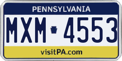 PA license plate MXM4553