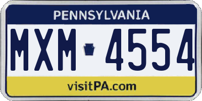 PA license plate MXM4554