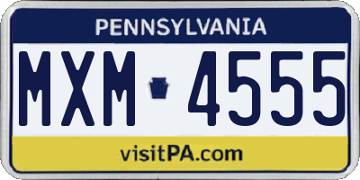 PA license plate MXM4555
