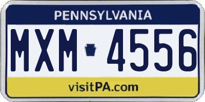 PA license plate MXM4556