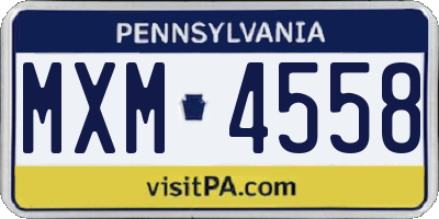 PA license plate MXM4558