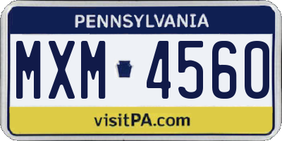 PA license plate MXM4560