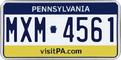 PA license plate MXM4561