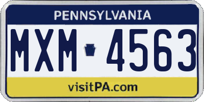 PA license plate MXM4563