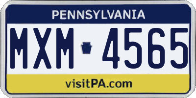 PA license plate MXM4565