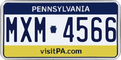 PA license plate MXM4566